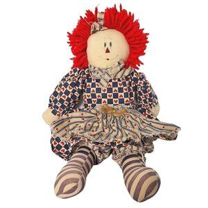 Handmade Rag Doll Red Hair Heart Dress 14.5 Inch